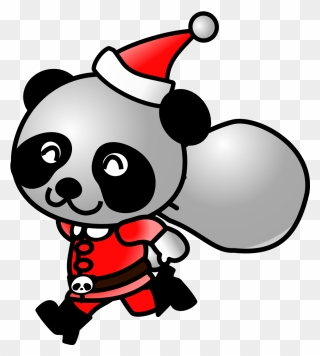 Santa Panda 2 Svg Clip Arts - Cartoon Christmas Panda - Png Download