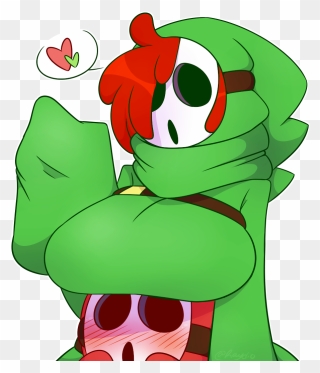 Green Fictional Character Cartoon Vertebrate Plant - Cute Shy Guy Mario Clipart
