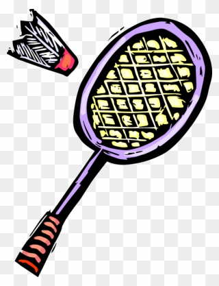 Vector Illustration Of Sport Of Badminton Racket Or Clipart