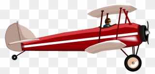 Red Opengameart Org Biplanepng - Biplane Png Clipart