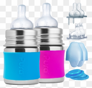 Stainless Steel Baby Bottle Starter Set By Pura With - Stainless Steel Baby Bottles Clipart