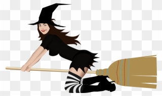 Witch On Broom 4 By Rones - Broom Clipart