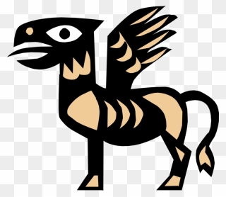 Vector Illustration Of Pegasus Winged Divine Stallion - Greek Mythology Symbols Clipart