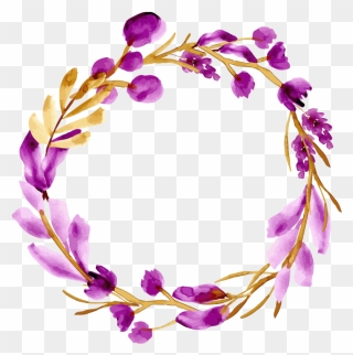 Watercolor Purple Flower Decoration Png - Beautiful Border Designs Png Clipart