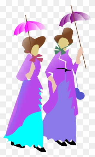 Illustration Of Two Ladies Walking In Purple Dresses - Clip Art - Png Download