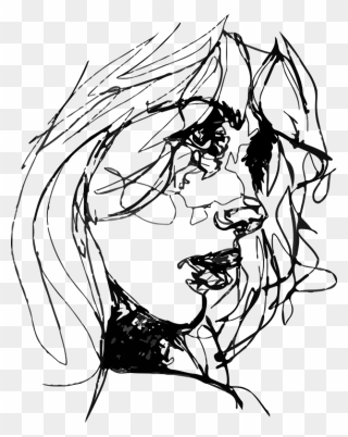 Transparent Line Drawing Png - Sketch Aesthetic Drawing Girl Clipart