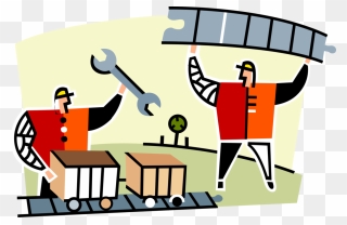 Vector Illustration Of Railway Construction Workers - Men Working Clipart - Png Download
