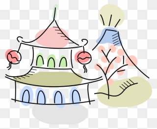 Vector Illustration Of Japanese Pagoda Temple With Clipart