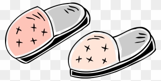 Vector Illustration Of Slip-on Bedroom Slippers Footwear - Bedroom Slippers Art Clipart