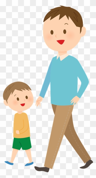 Father Son Walking Clipart - 歩く イラスト フリー - Png Download