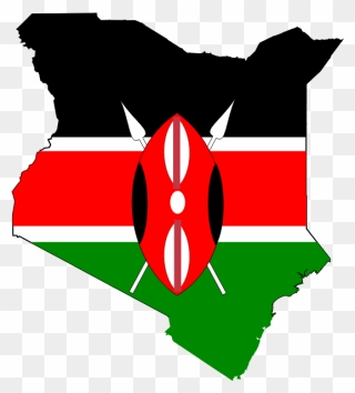 Kenya Map Flag Vector Clip Art - Kenya Map With Flag - Png Download