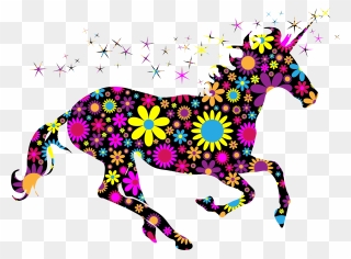 Magical Unicorn Silhouette - Unicorn Rainbow Silhouette Clipart