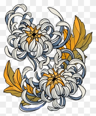 Transparent Chrysanthemum Clip Art - Neo Traditional Chrysanthemum Drawing - Png Download