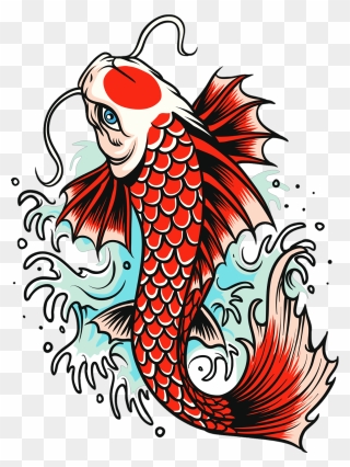 Koi Carp Fish Tattoo Clipart