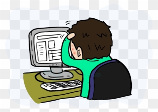 Acne Skin With Computer - Sitting Clipart