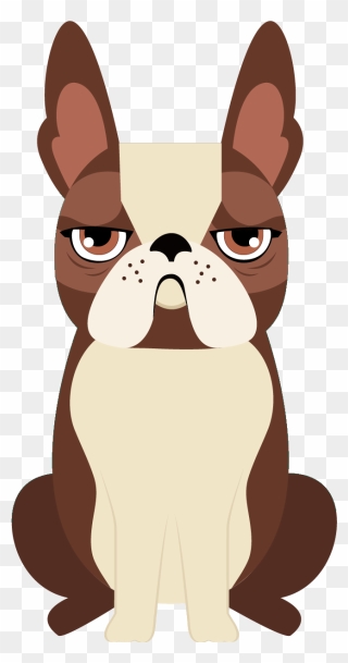 Boston Terrier Clip Art Vector Graphics Illustration - Depressed Sad Dog Cartoon - Png Download