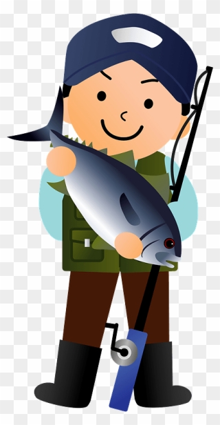 Fishing Man Clipart - 釣り上げ られ た 魚 画像 イラスト - Png Download