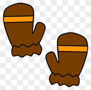 Mittens, Fur Cuff, Stripe, Brown And Orange - Brown Mittens Clipart - Png Download