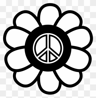 Hippie Flower Coloring Pages - Peace Sign Clipart Black And White - Png Download
