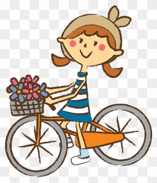 Child Girl Bicycle Clipart - Png Download