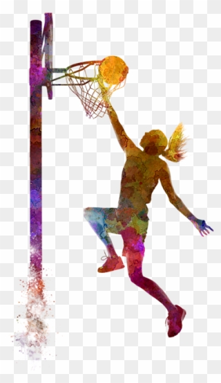 Women"s Basketball Sport Slam Dunk Painting - Basketball Player Painting Clipart