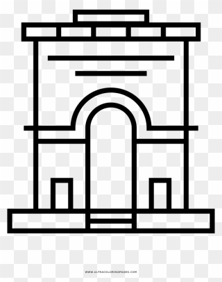 Arch Coloring Page - Arc De Triomphe Line Drawing Clipart