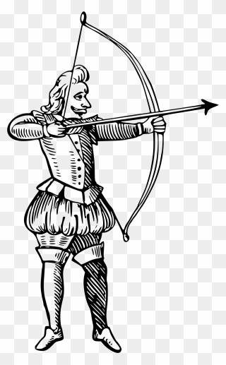 Archer Clipart Youth Archery - Hunter With Bow And Arrow Drawing - Png Download