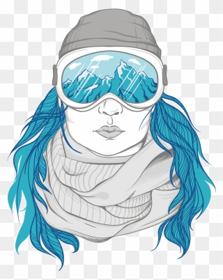 Winter Of Illustration Snowboarding Influx Women Clipart - Snowboarder Face Drawing - Png Download
