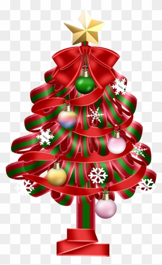 Red Christmas Tree Transparent Clipart