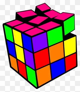 Transparent Neon Rubik's Cube Clipart