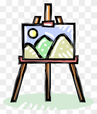 Vector Illustration Of Visual Arts Artist"s Easel With Clipart
