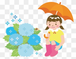Snail Child Girl Hydrangea Clipart - 花 を 見 て いる イラスト - Png Download