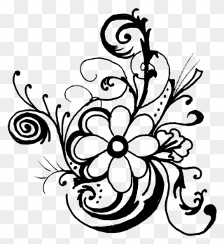 #filligree #swirls #decoration #illustration #flowers - Black & White Flowers Clipart