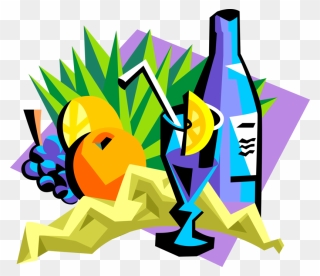 Vector Illustration Of Tropical Fruit Drink With Citrus Clipart