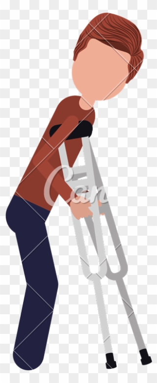 Clip Buttons Crutch - Crutches Person Png Cartoon Transparent Png
