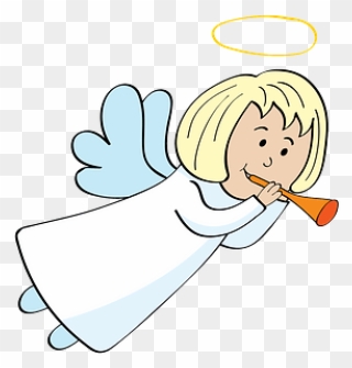 Christmas Angel With A Trumpet Clipart - Cartoon - Png Download
