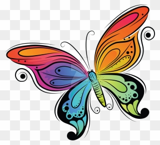 Simple Colourful Butterfly Drawing Clipart