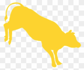 Bucking Bull Silhouette - Dog Catches Something Clipart