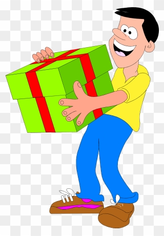 Present - Man With Gift Clipart - Png Download