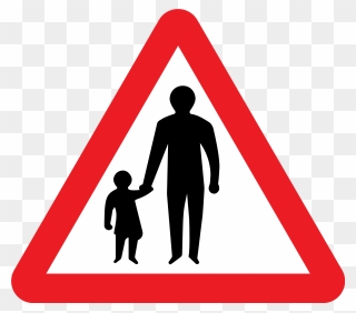 Road Sign Silhouette At - Pedestrians On The Road Sign Clipart