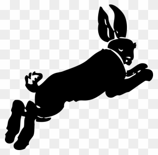 Silhouette,monochrome Photography,carnivoran - Running Rabbit Cartoon Transparent Background Clipart