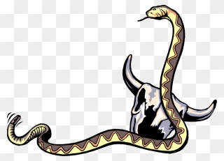 Vector Illustration Of Reptile Rattle Snake With Cattle - Rattlesnake Clipart