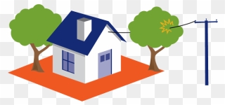 Tree Zone Diagram Colour - House With Power Clipart - Png Download