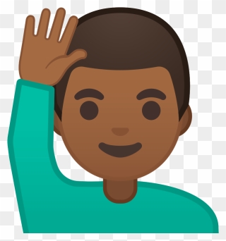 Man Raising Medium Dark - Emoji Raising Hand Clipart