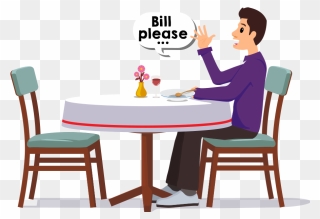 Clipart Restaurant Restaurant Cashier - Waiter And Customer Cartoon - Png Download
