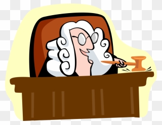 Vector Illustration Of Judge Behind Judicial Law Court - Cartoon Judge With Wig Clipart
