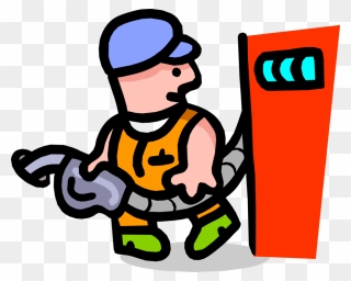 Vector Illustration Of Gas Station Service Attendant Clipart