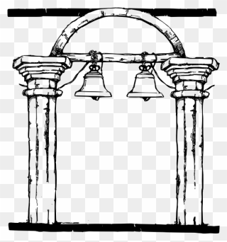 Vector Graphics Of Bell Columns Frame - Bell Under An Arch With Columns Clipart