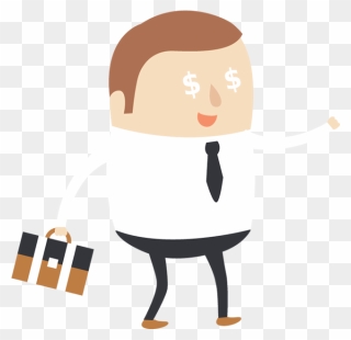 Clipart Man With Money Eyes Banner Freeuse Library - Greedy Businessman Cartoon Transparent - Png Download