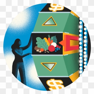 A Woman Spins A Price Wheel That Lands On A Cornucopia - Emblem Clipart